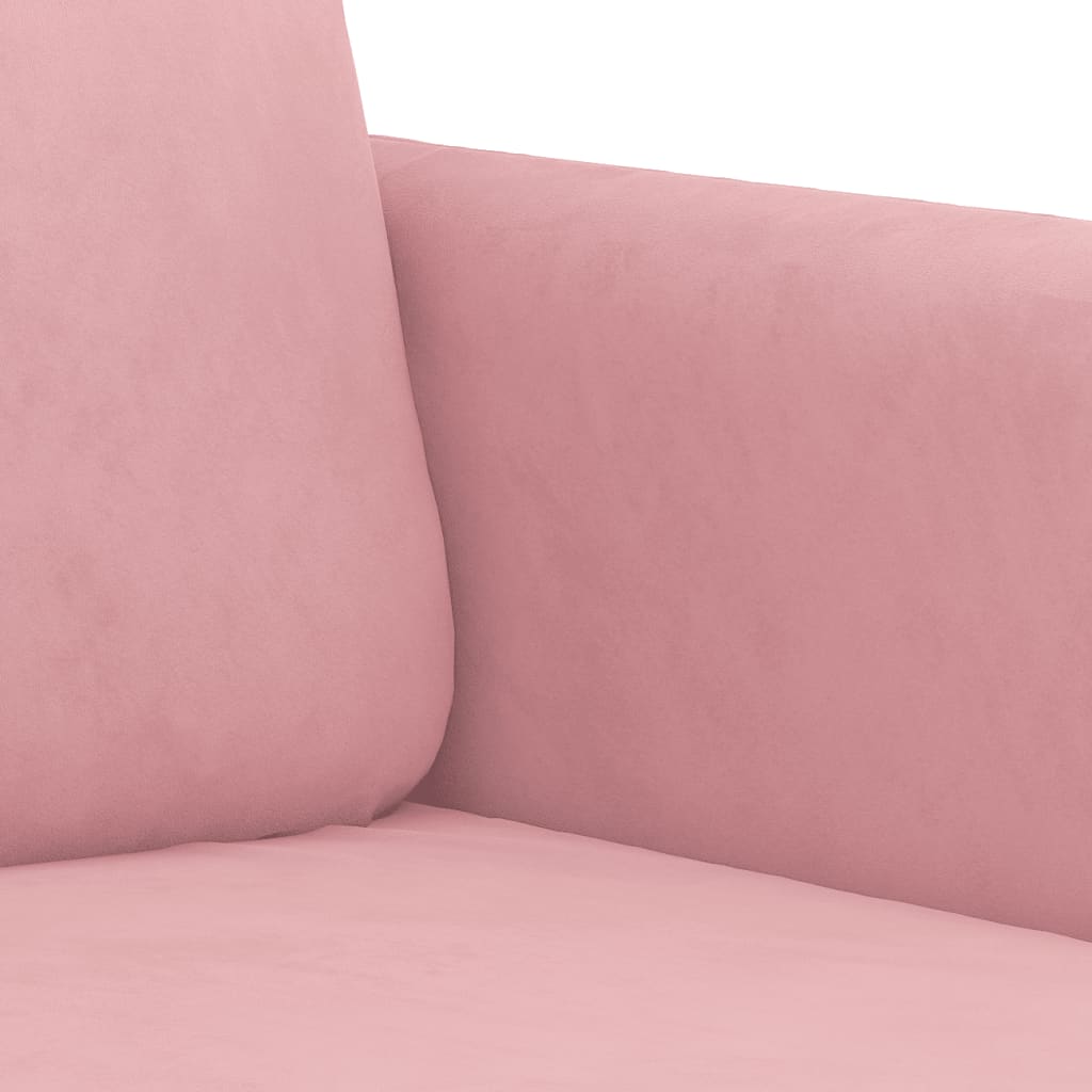3-dijelni set sofa s jastucima ružičasti baršunasti