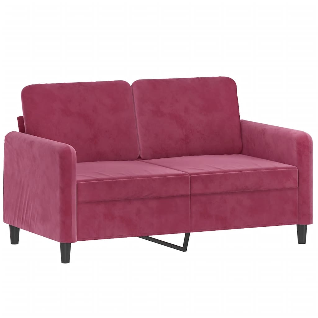 3-dijelni set sofa s jastucima crvena boja vina baršunasti