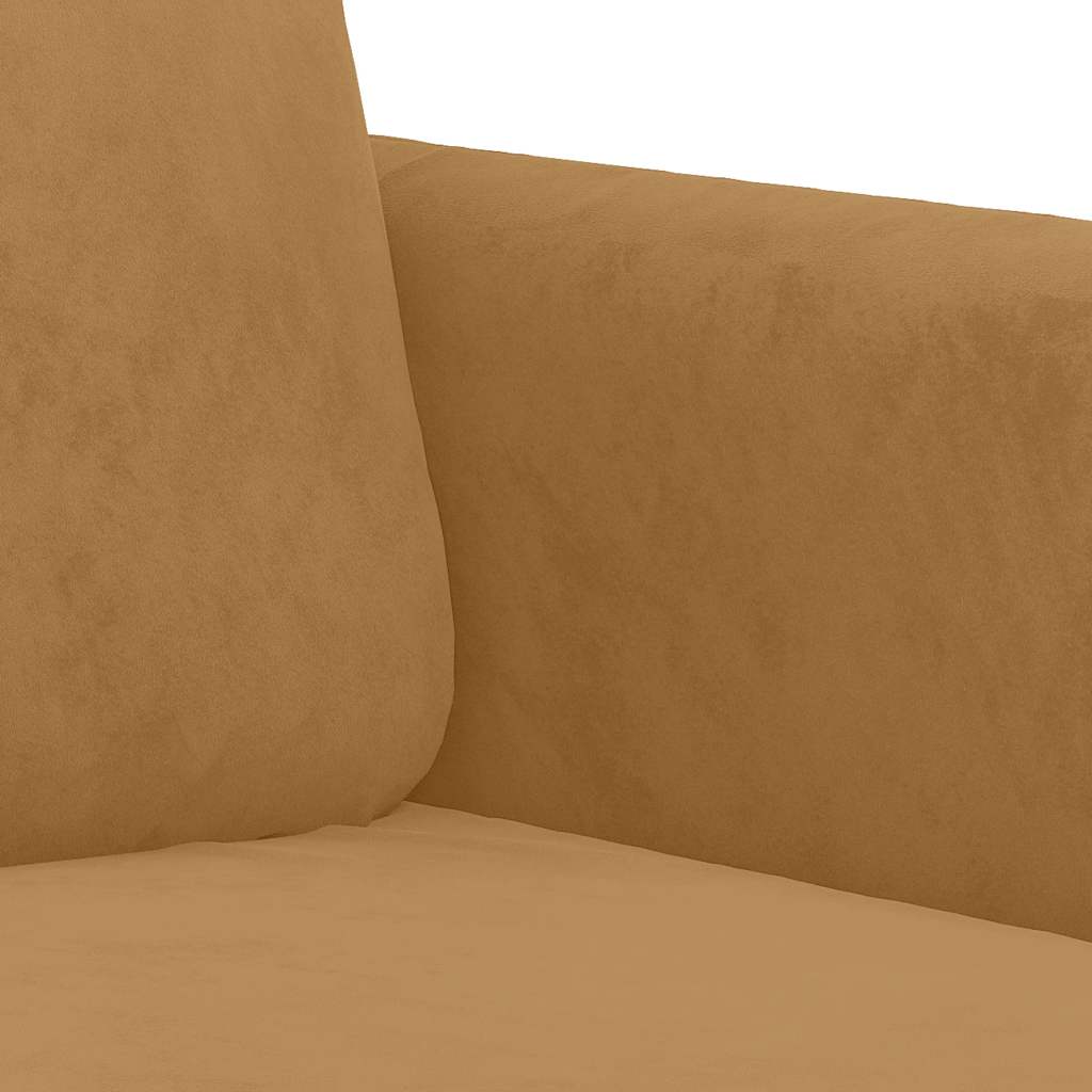 3-dijelni set sofa s jastucima smeđi baršunasti