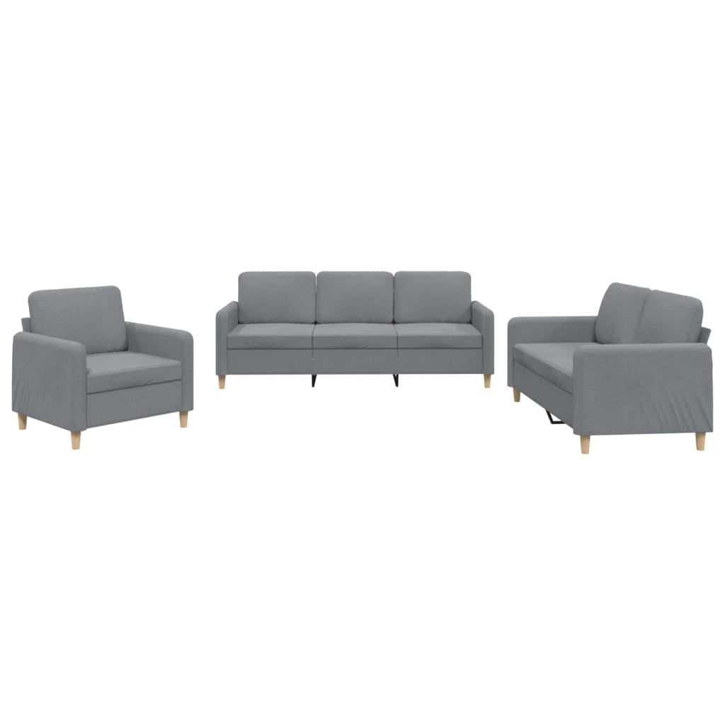 3-dijelni set sofa s jastucima svjetlosivi od tkanine