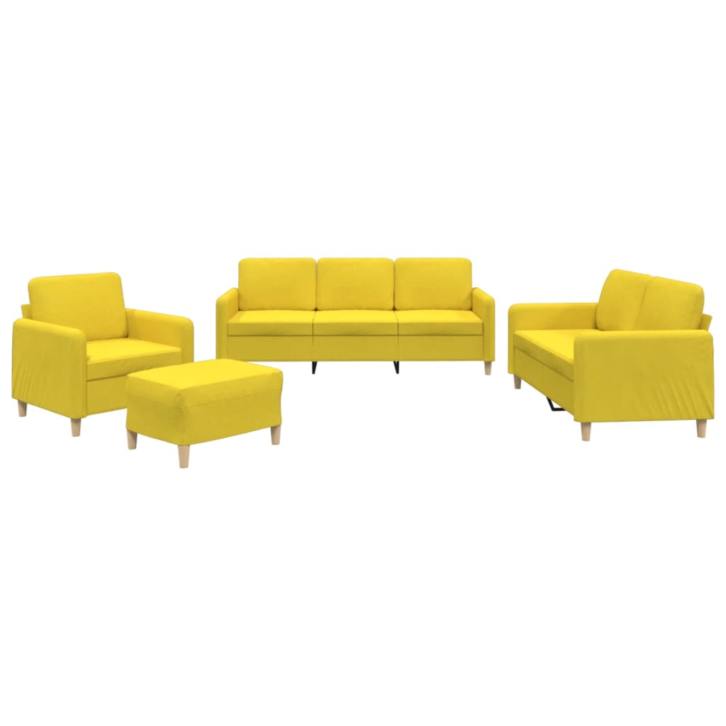 4-dijelni set sofa s jastucima svjetložuti od tkanine
