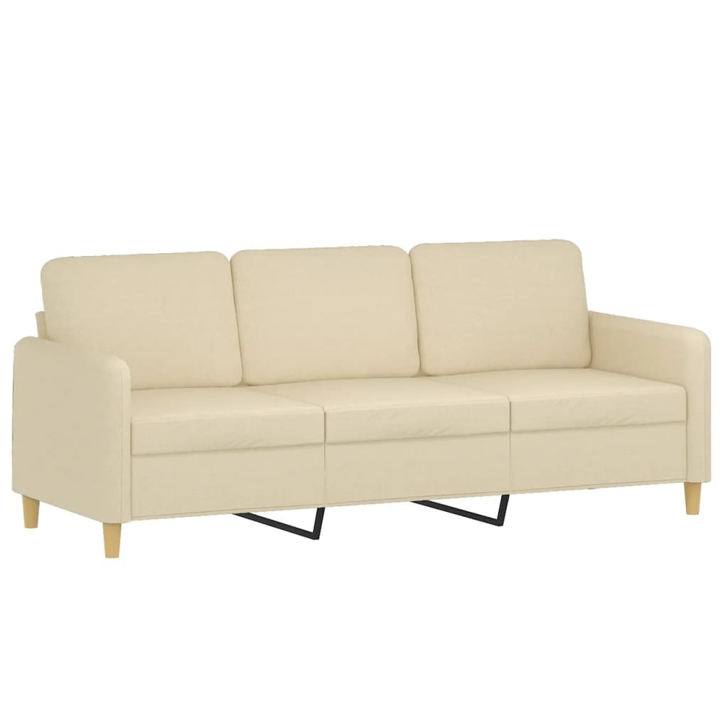 3-dijelni set sofa s jastucima krem od mikrovlakana