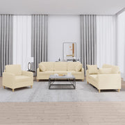 3-dijelni set sofa s jastucima krem od mikrovlakana