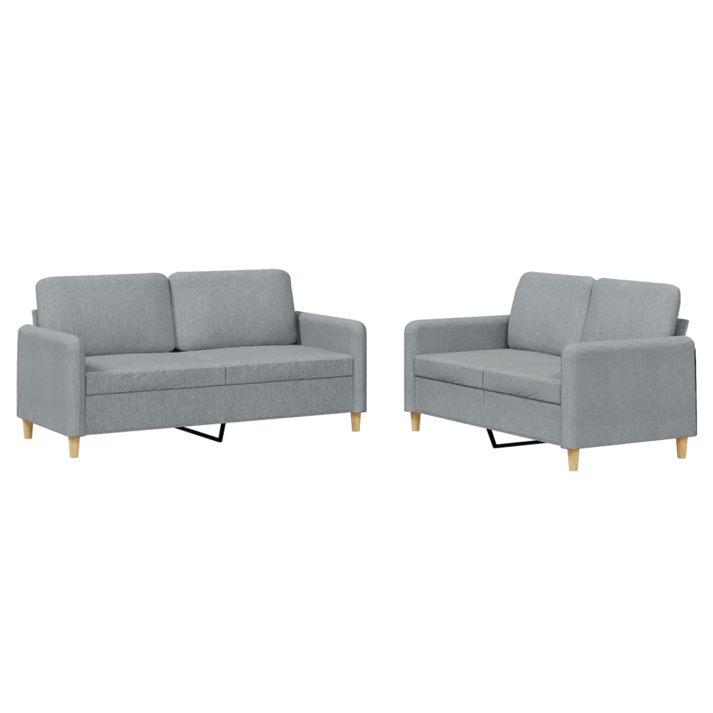 2-dijelni set sofa s jastucima svjetlosivi od tkanine