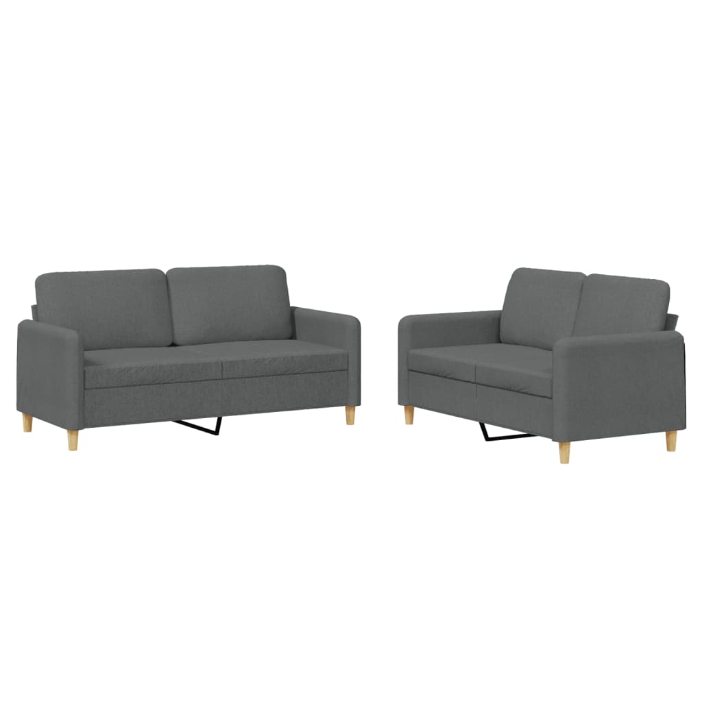 2-dijelni set sofa s jastucima tamnosivi od tkanine