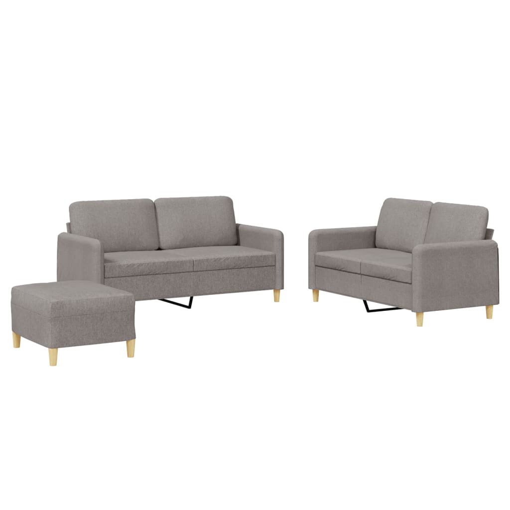 3-dijelni set sofa s jastucima smeđesivi od tkanine
