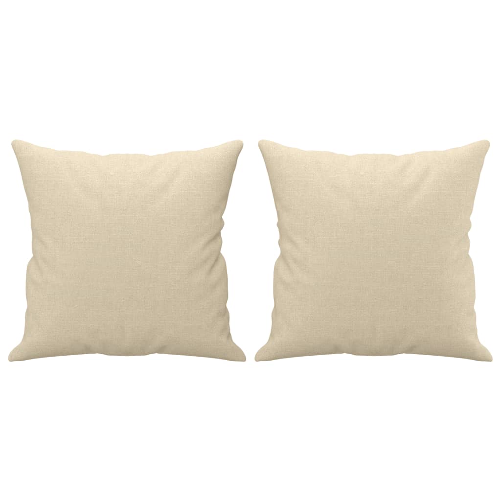2-dijelni set sofa s jastucima krem od tkanine
