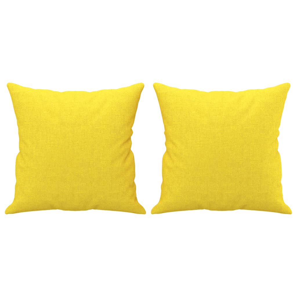 3-dijelni set sofa s jastucima svjetložuti od tkanine