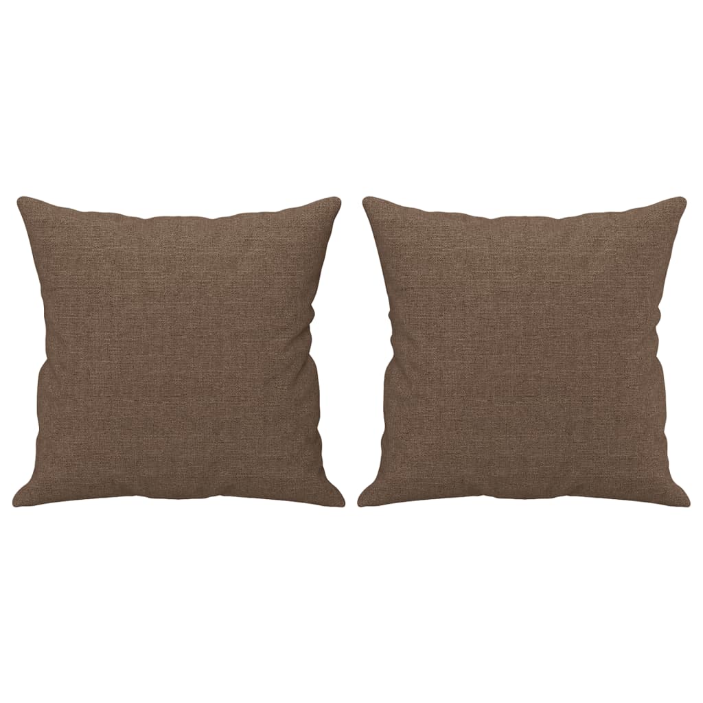 2-dijelni set sofa s jastucima smeđi od tkanine