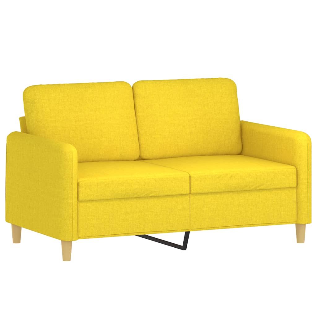 2-dijelni set sofa s jastucima svjetložuti od tkanine
