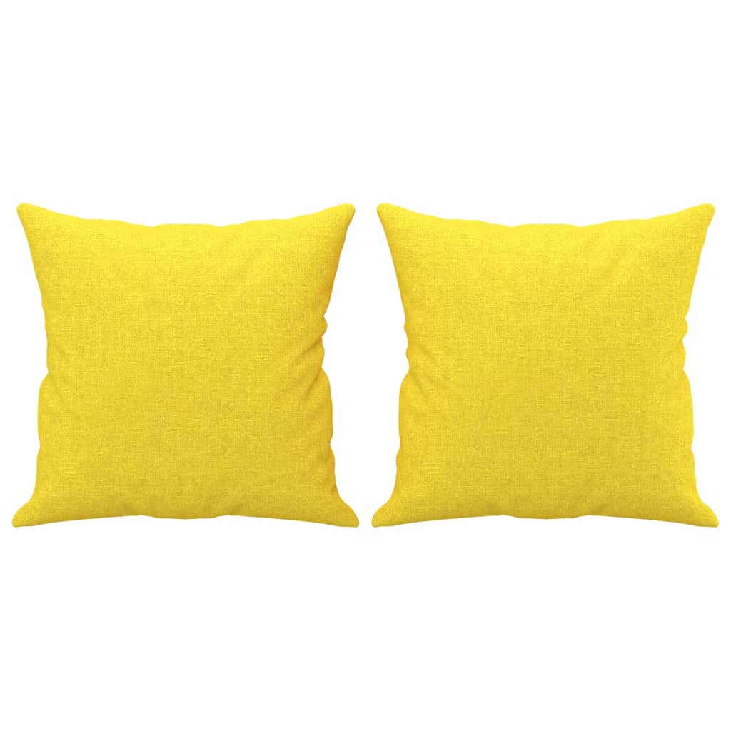 2-dijelni set sofa s jastucima svjetložuti od tkanine
