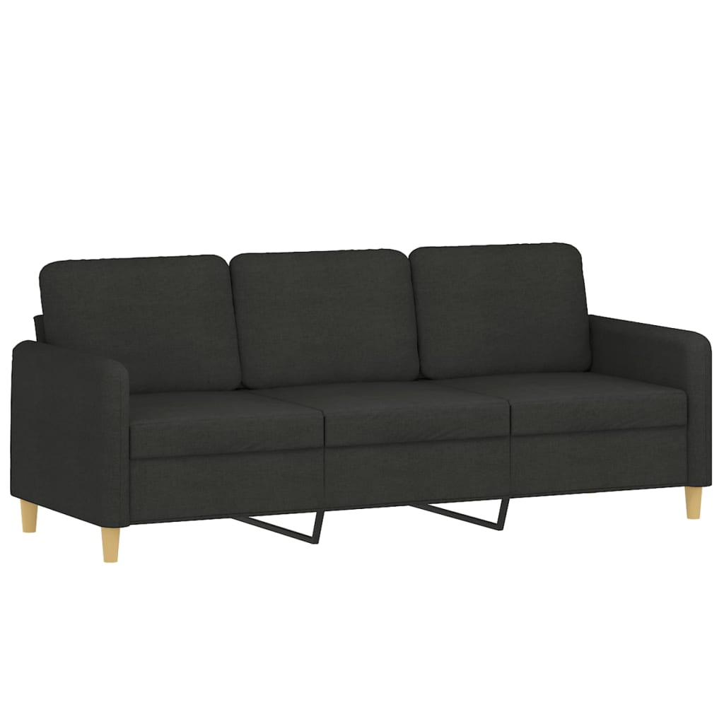 3-dijelni set sofa s jastucima crni od mikrovlakana