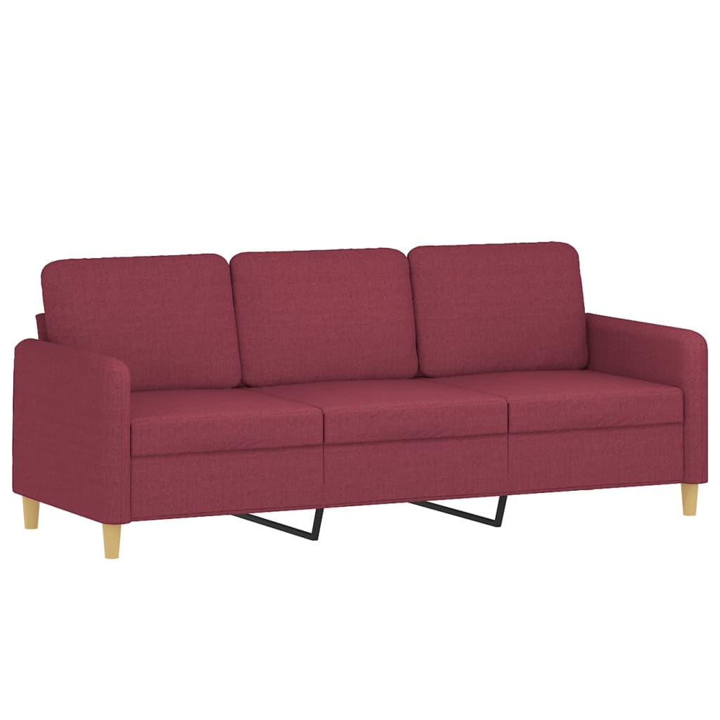 3-dijelni set sofa s jastucima crvena boja vina od tkanine