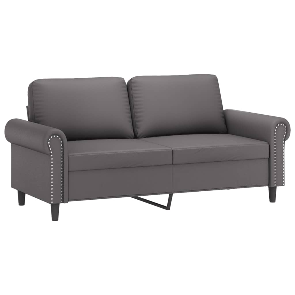 2-dijelni set sofa s jastucima sivi od umjetne kože