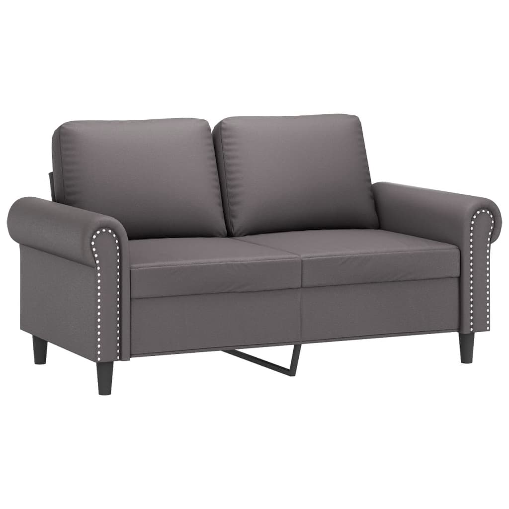 3-dijelni set sofa s jastucima sivi od umjetne kože