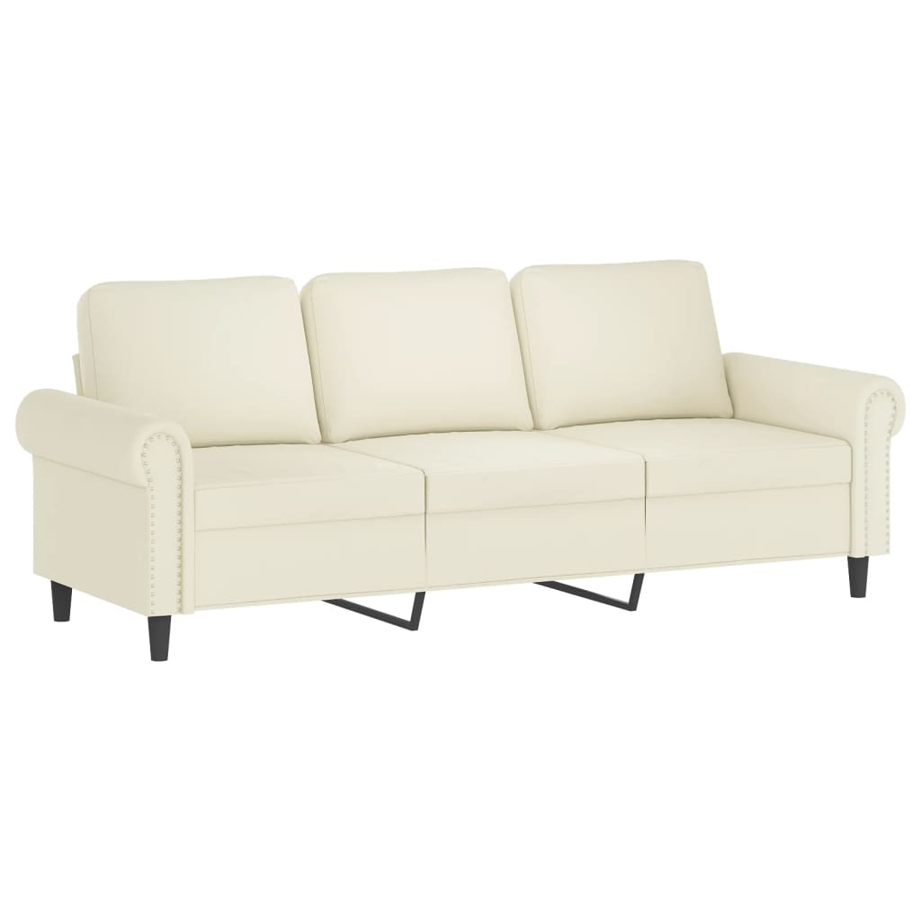 3-dijelni set sofa s jastucima krem baršunasti