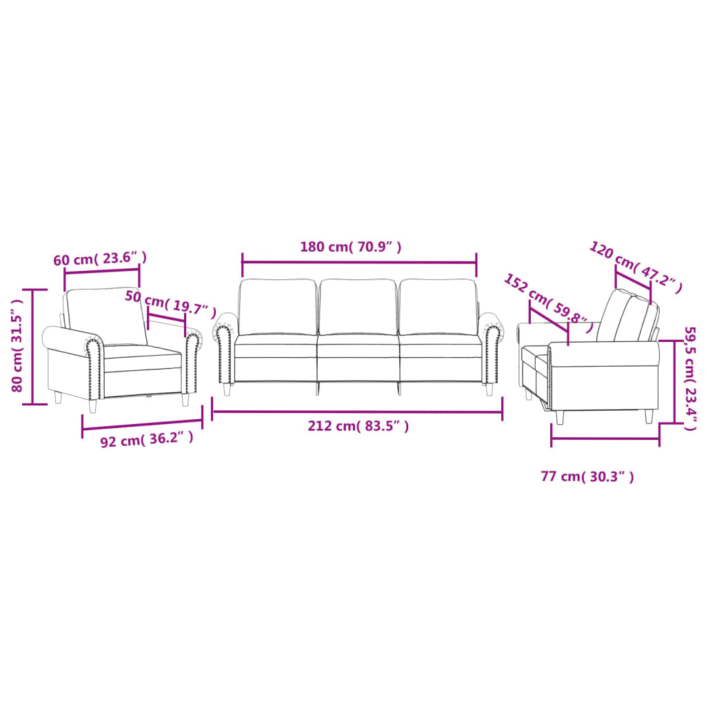 3-dijelni set sofa s jastucima plavi baršunasti