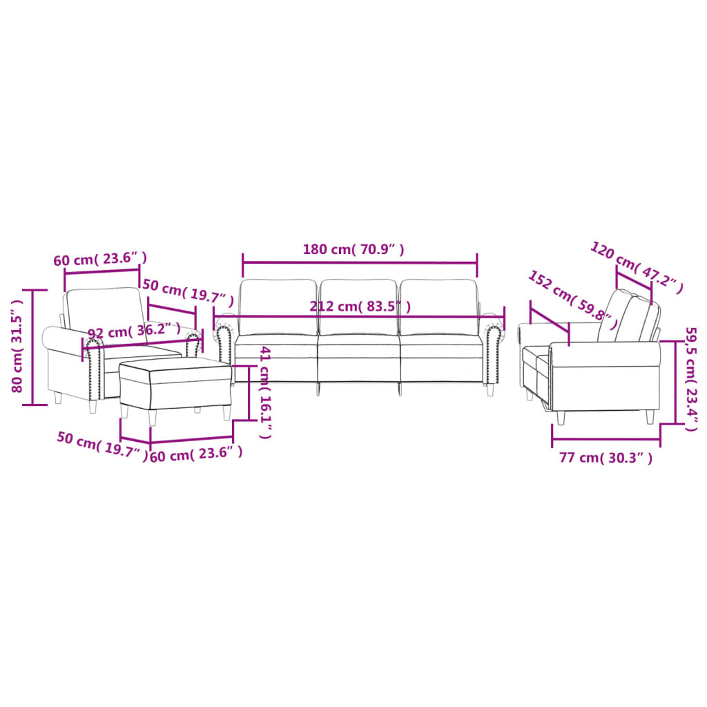 4-dijelni set sofa s jastucima svjetlosivi baršunasti