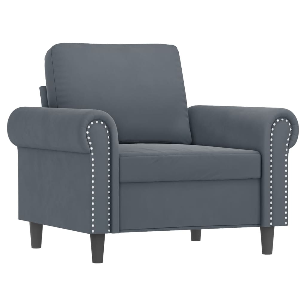 4-dijelni set sofa s jastucima tamnosivi baršunasti