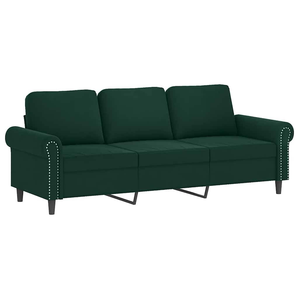 3-dijelni set sofa s jastucima tamnozeleni baršunasti