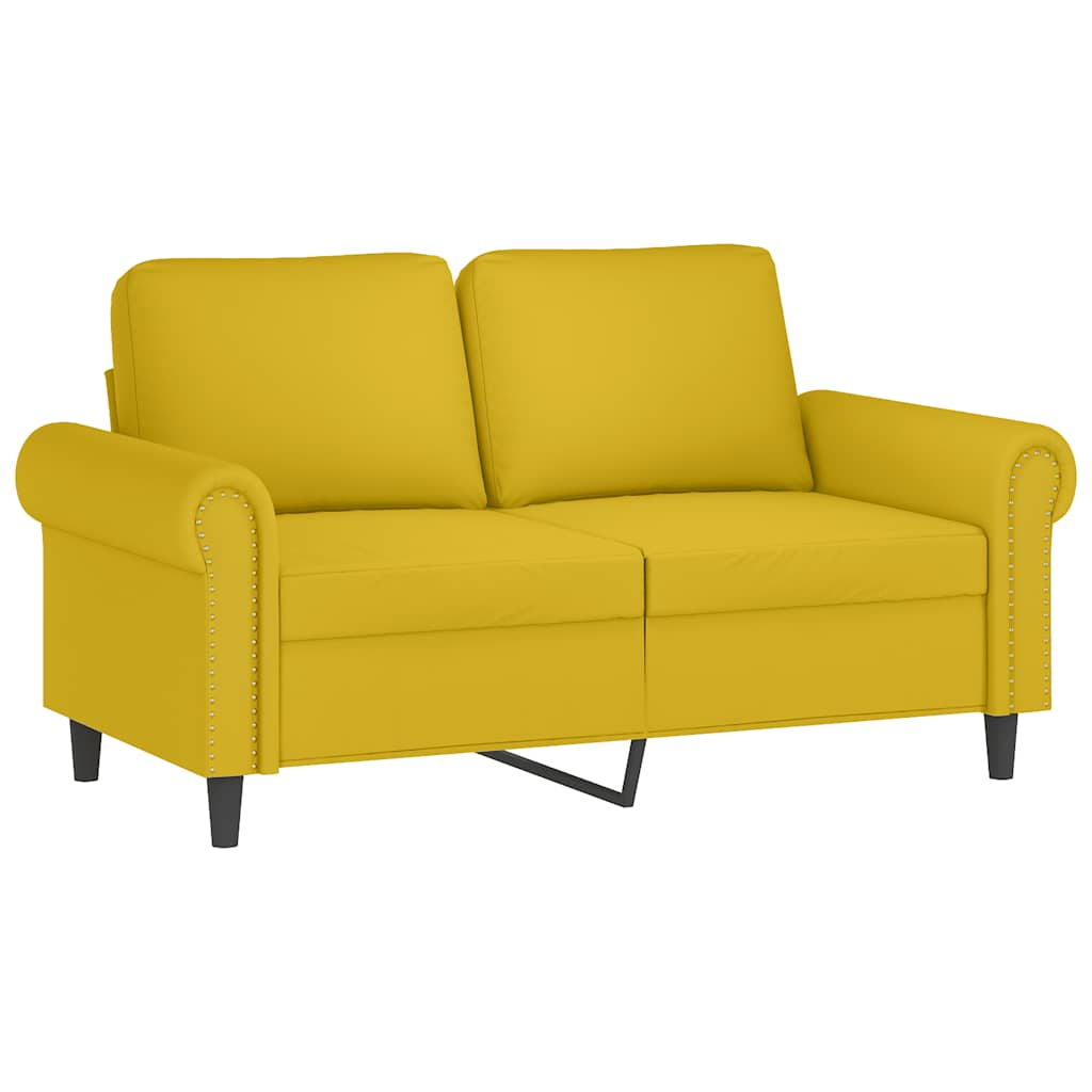 3-dijelni set sofa s jastucima žuti baršunasti