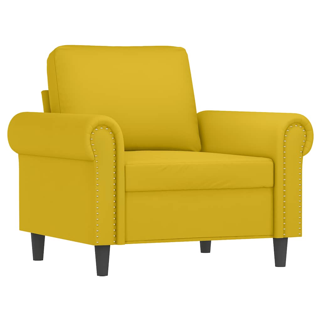 4-dijelni set sofa s jastucima žuti baršunasti