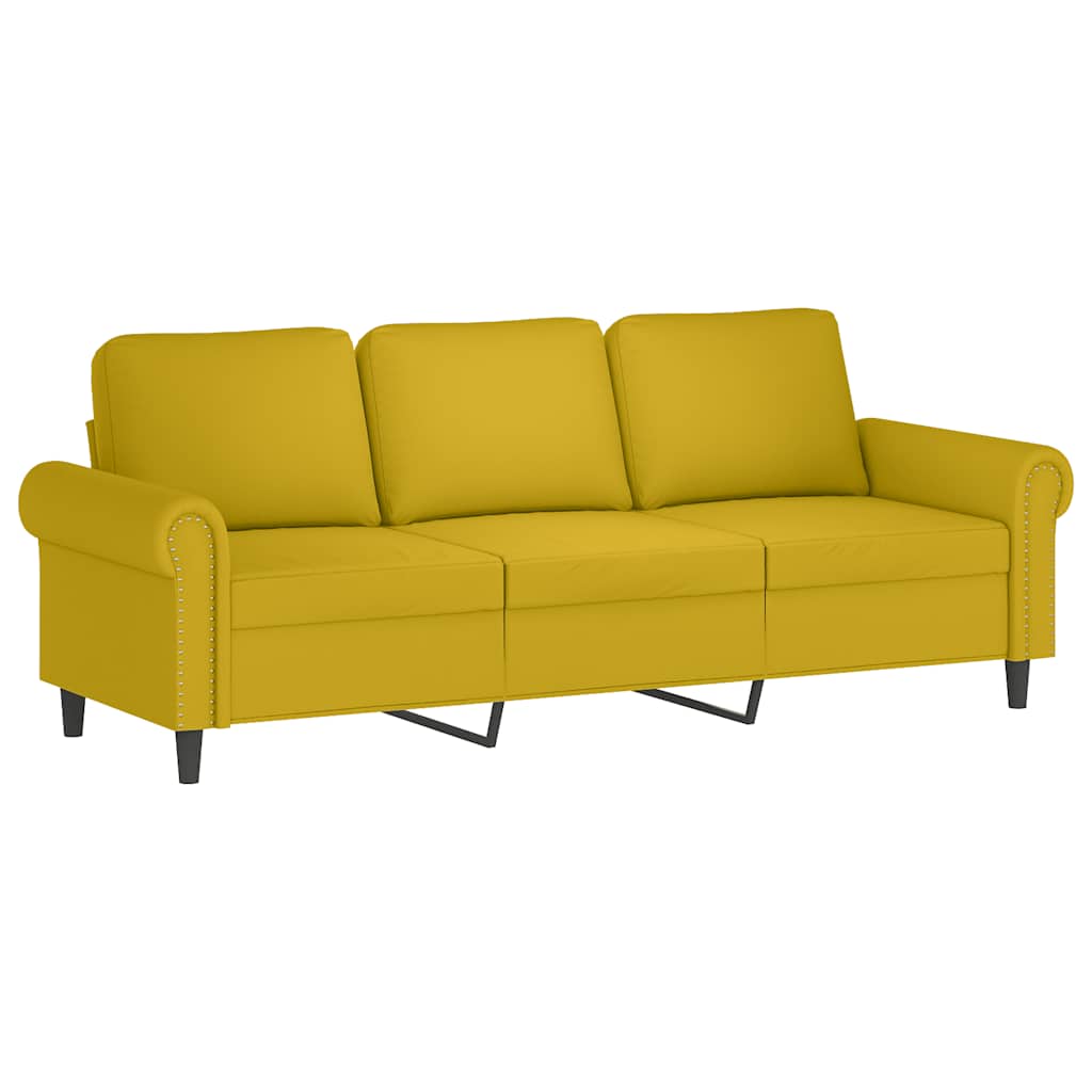 4-dijelni set sofa s jastucima žuti baršunasti