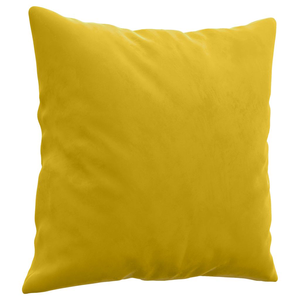 4-dijelni set sofa s jastucima žuti baršunasti