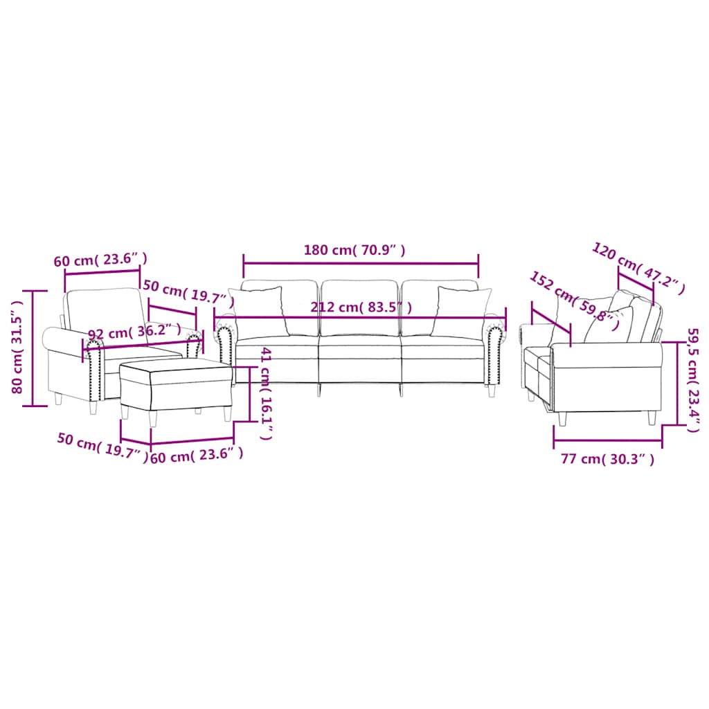 4-dijelni set sofa s jastucima žuti baršunasti