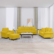 4-dijelni set sofa s jastucima žuti baršunasti