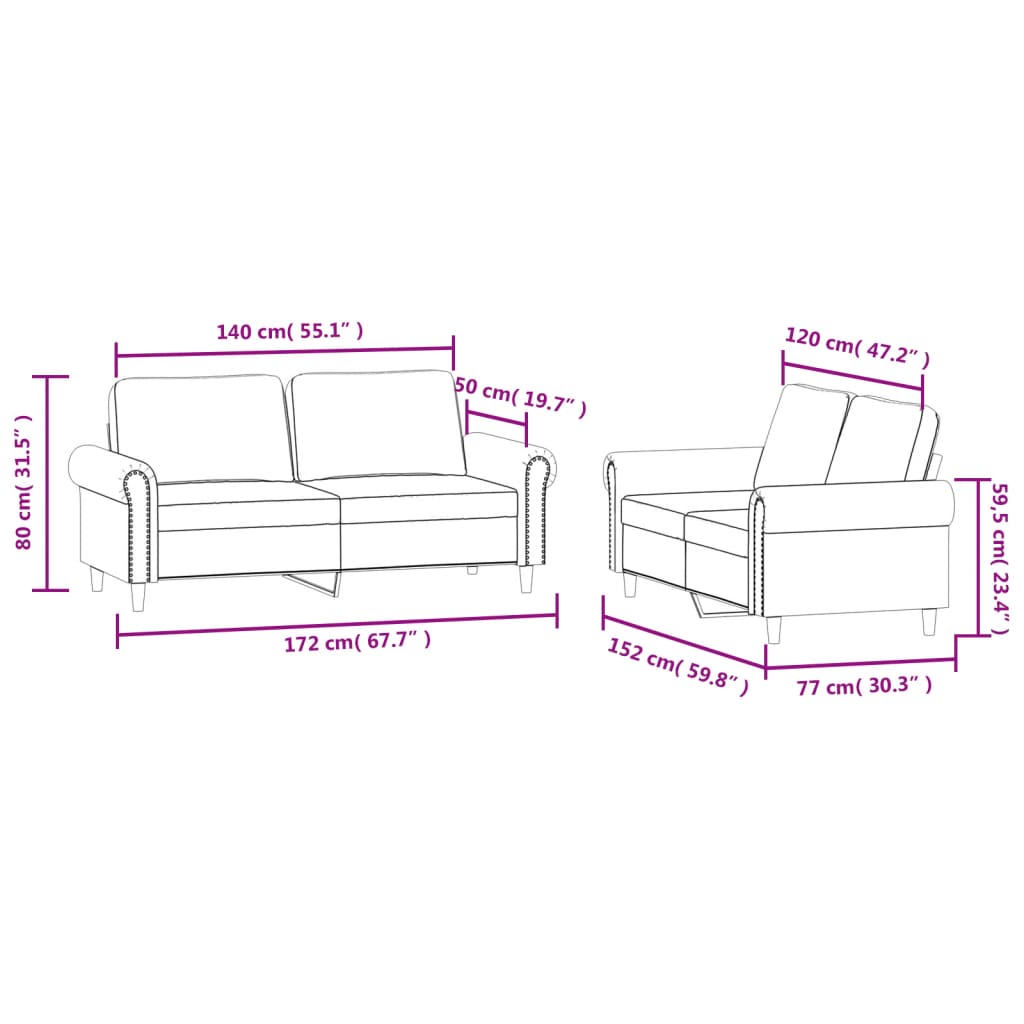 2-dijelni set sofa s jastucima tamnosivi baršunasti