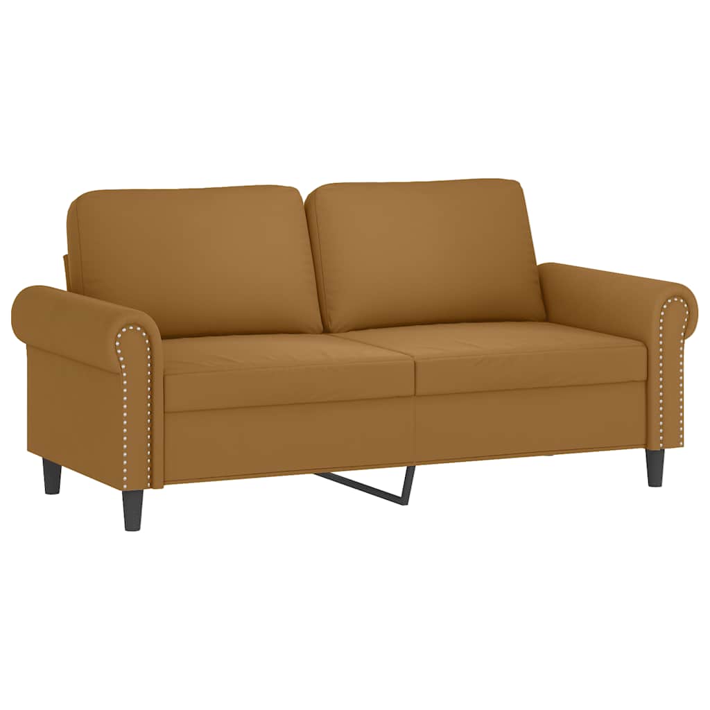 2-dijelni set sofa s jastucima smeđi baršunasti