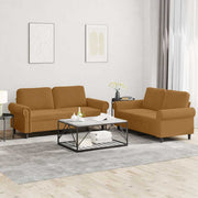 2-dijelni set sofa s jastucima smeđi baršunasti