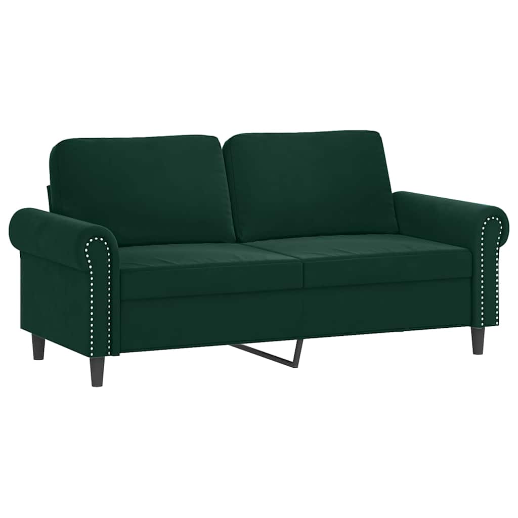 3-dijelni set sofa s jastucima tamnozeleni baršunasti