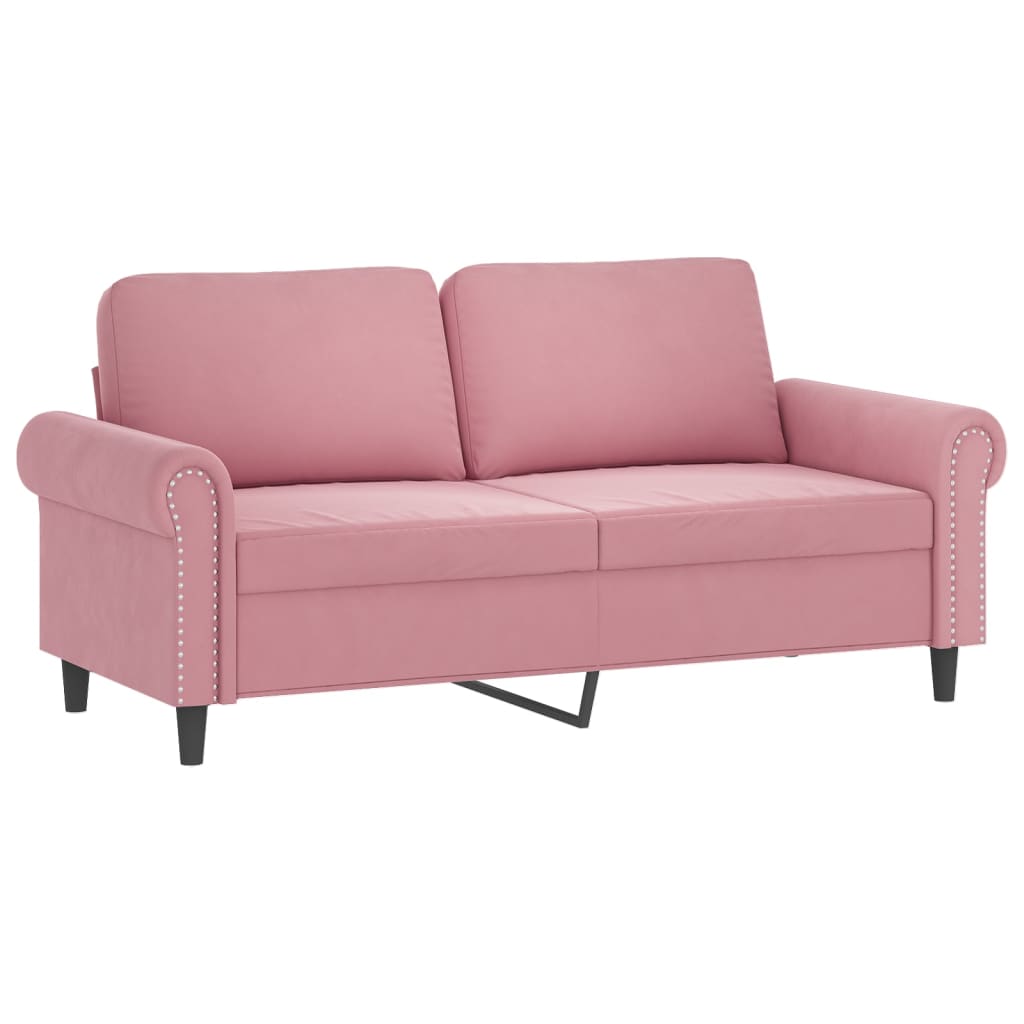 3-dijelni set sofa s jastucima ružičasti baršunasti