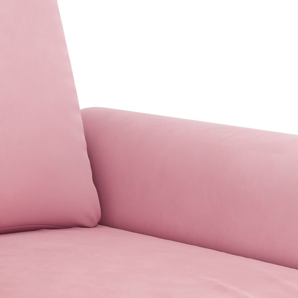 3-dijelni set sofa s jastucima ružičasti baršunasti