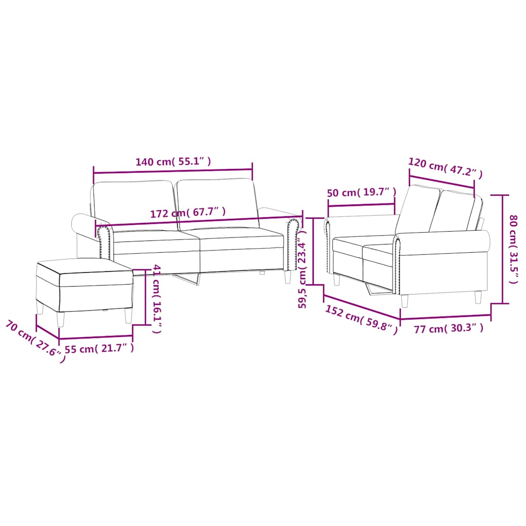 3-dijelni set sofa s jastucima žuti baršunasti