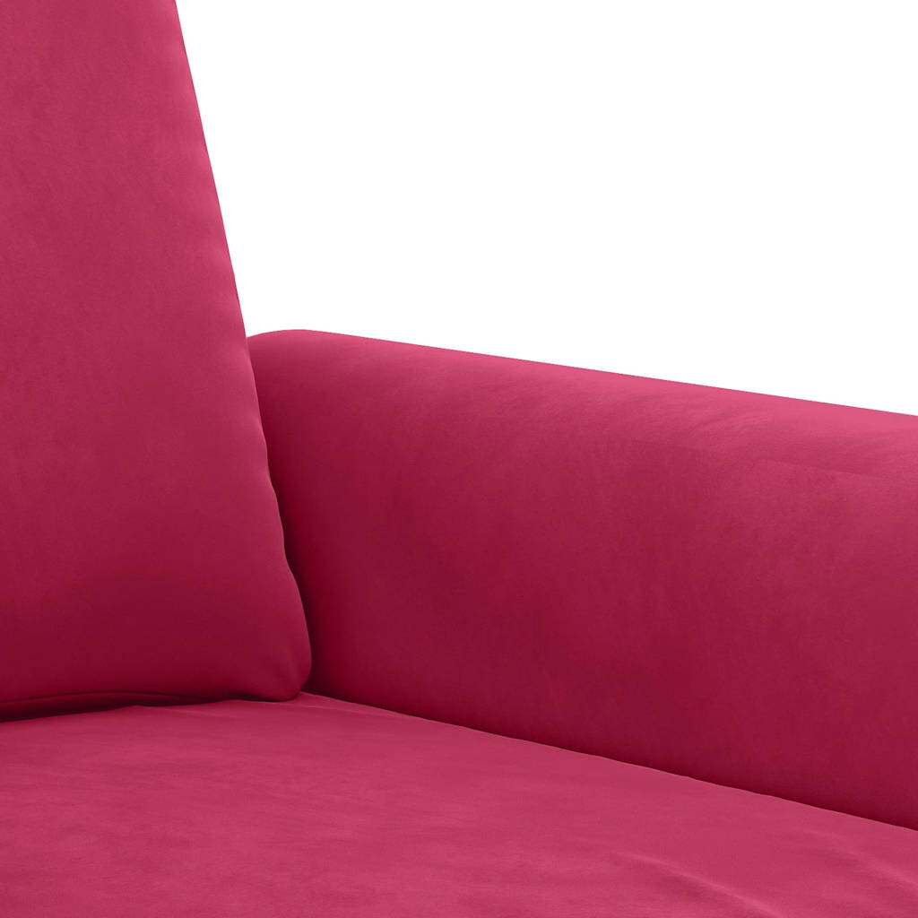 3-dijelni set sofa s jastucima crvena boja vina baršunasti