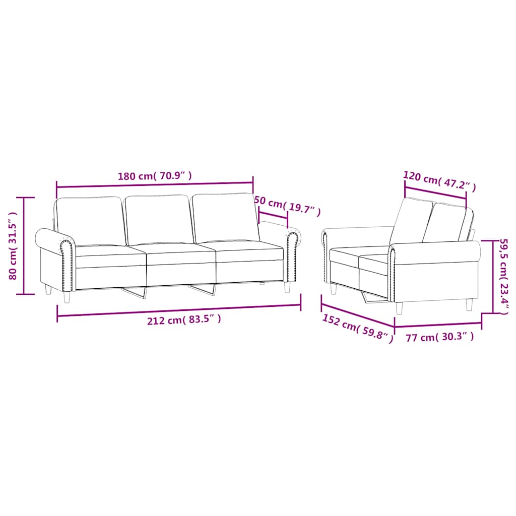 2-dijelni set sofa s jastucima tamnozeleni baršunasti