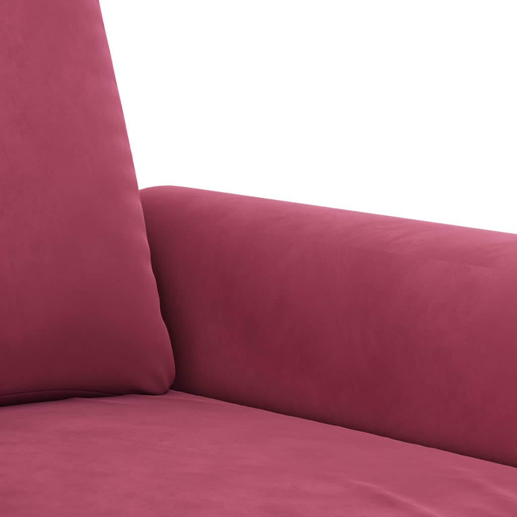 2-dijelni set sofa s jastucima crvena boja vina baršunasti