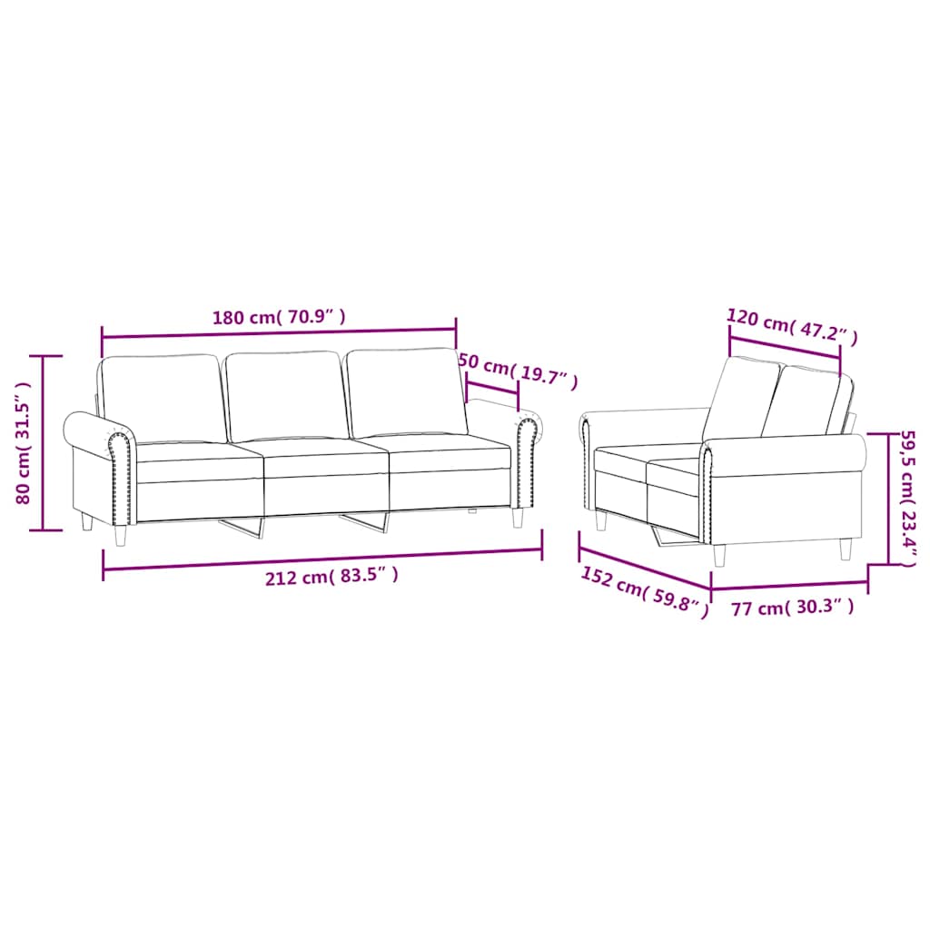 2-dijelni set sofa s jastucima crni baršunasti