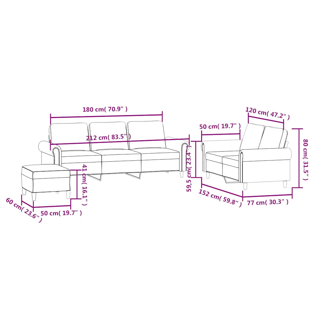 3-dijelni set sofa s jastucima žuti baršunasti