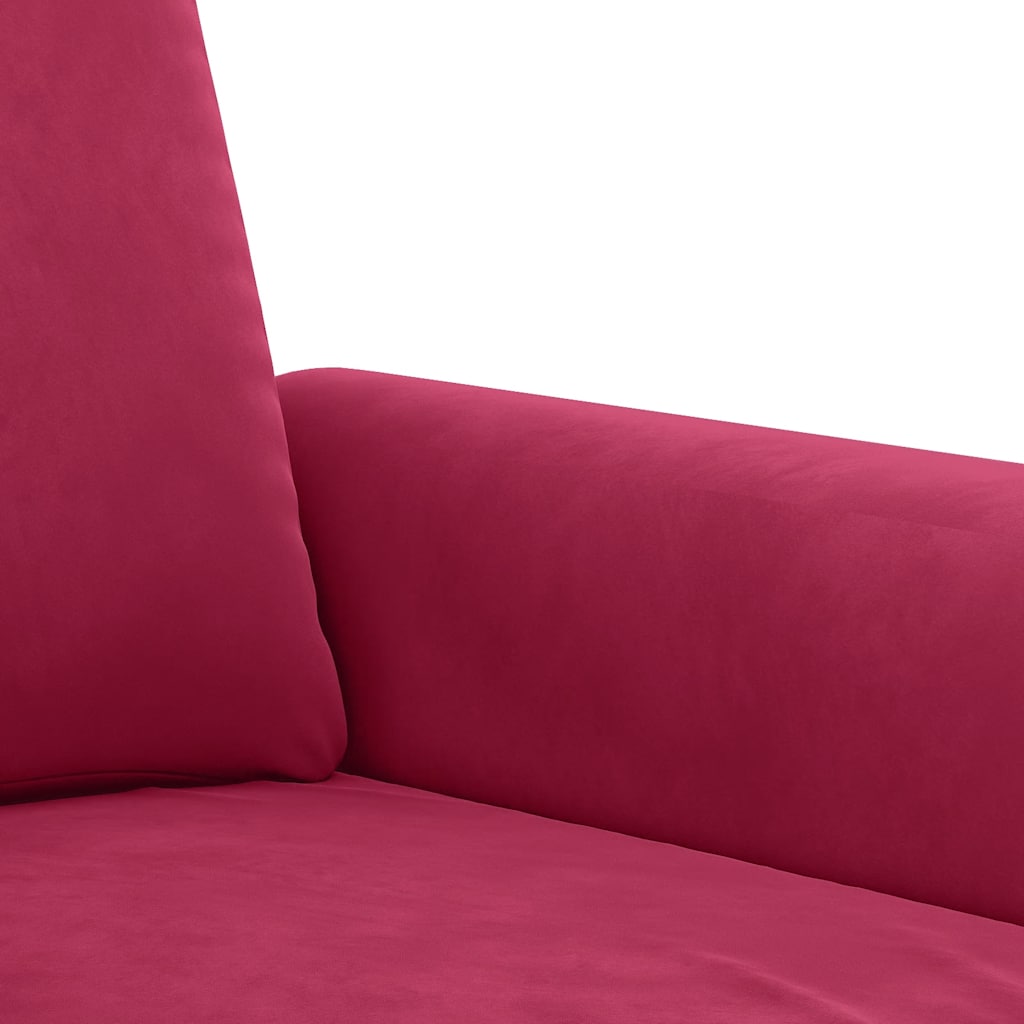 3-dijelni set sofa s jastucima crvena boja vina baršunasti