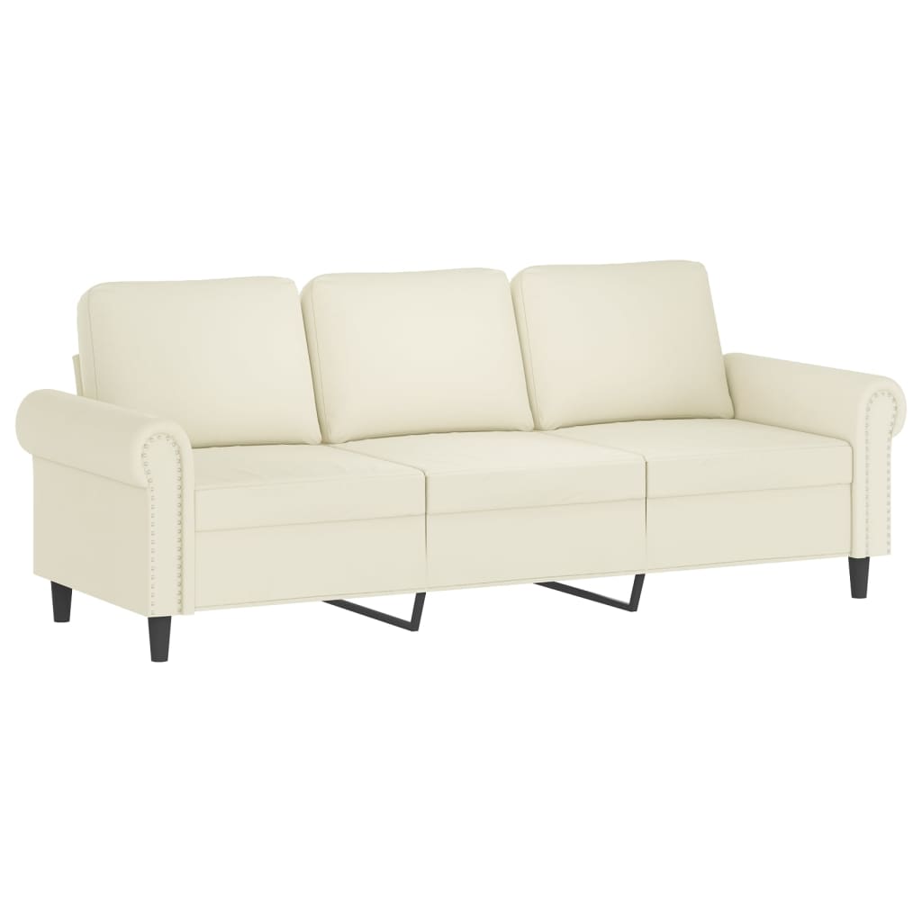 3-dijelni set sofa s jastucima krem baršunasti