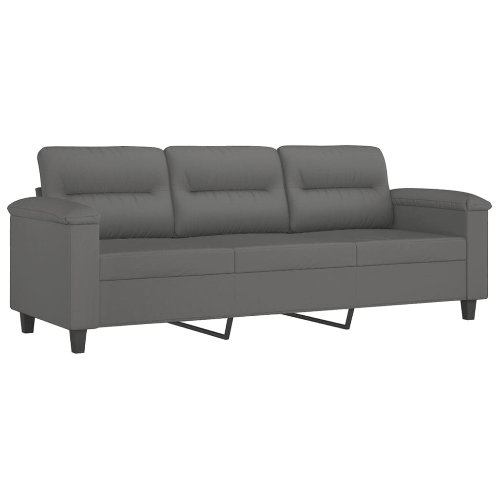 4-dijelni set sofa s jastucima tamnosivi od mikrovlakana