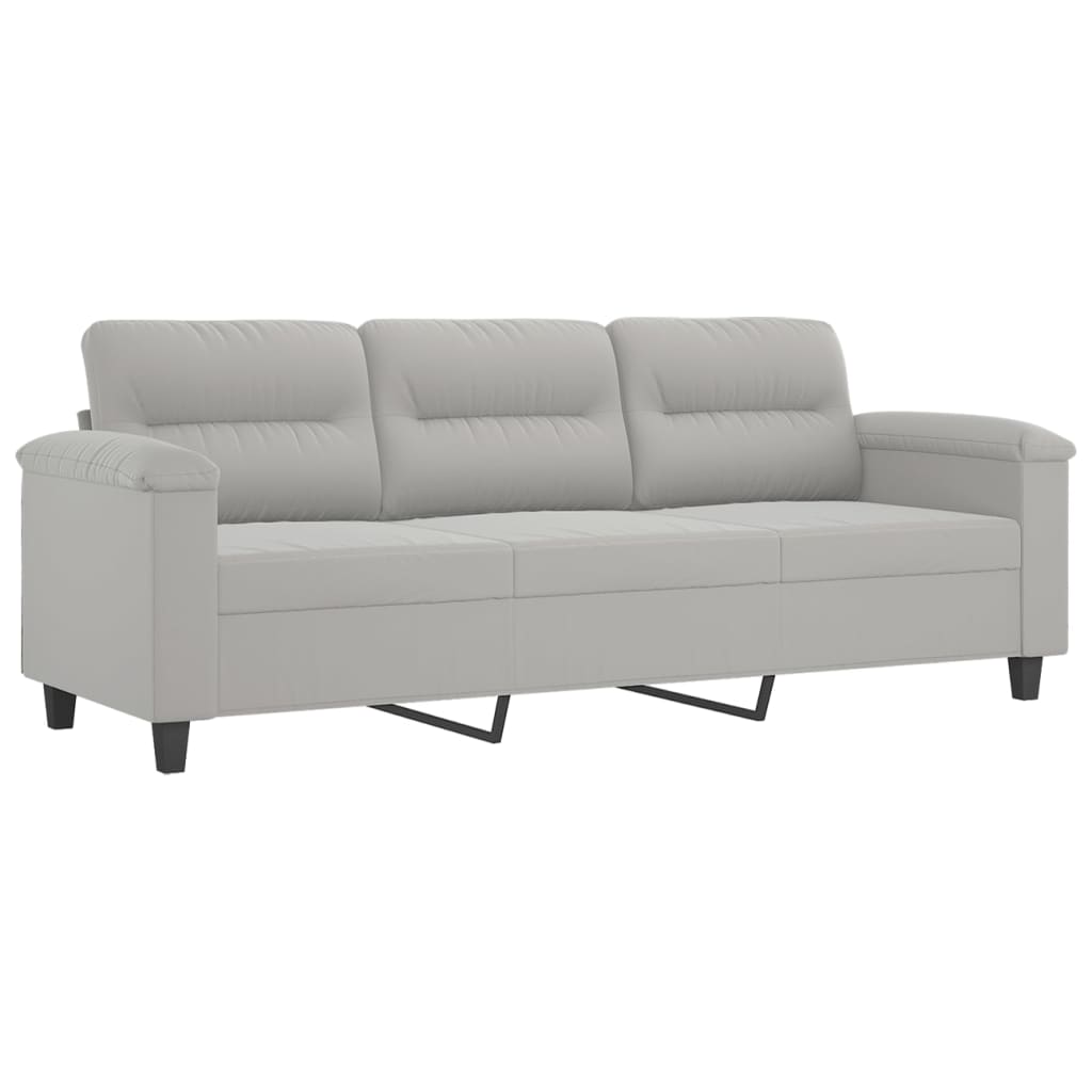3-dijelni set sofa s jastucima svjetlosivi od mikrovlakana