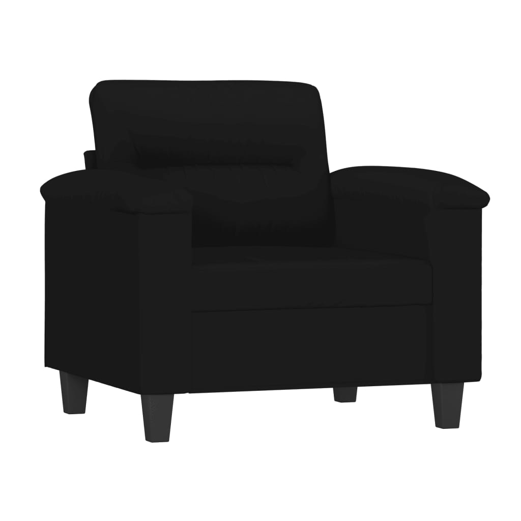 3-dijelni set sofa s jastucima crni od mikrovlakana
