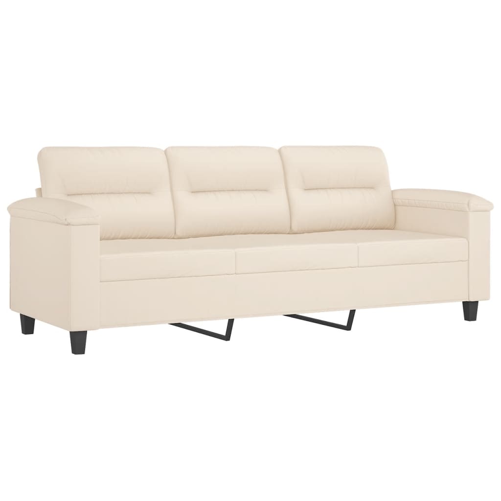 3-dijelni set sofa s jastucima bež od mikrovlakana