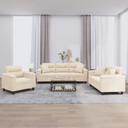 3-dijelni set sofa s jastucima bež od mikrovlakana