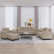 4-dijelni set sofa s jastucima smeđesivi od mikrovlakana